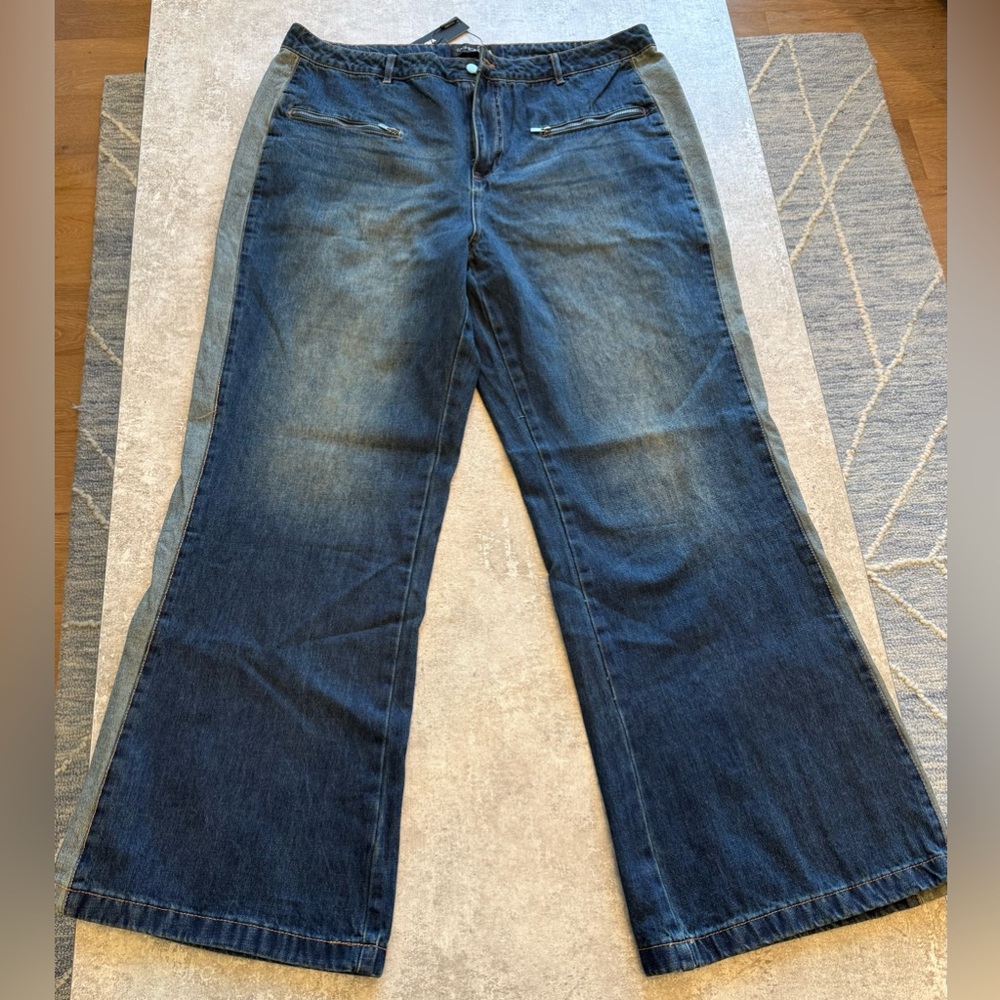 Fashion Nova Dark Blue Wide Leg Jeans